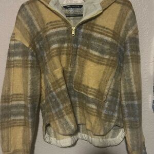 Zara Plaid Sweater in Brown and Gray